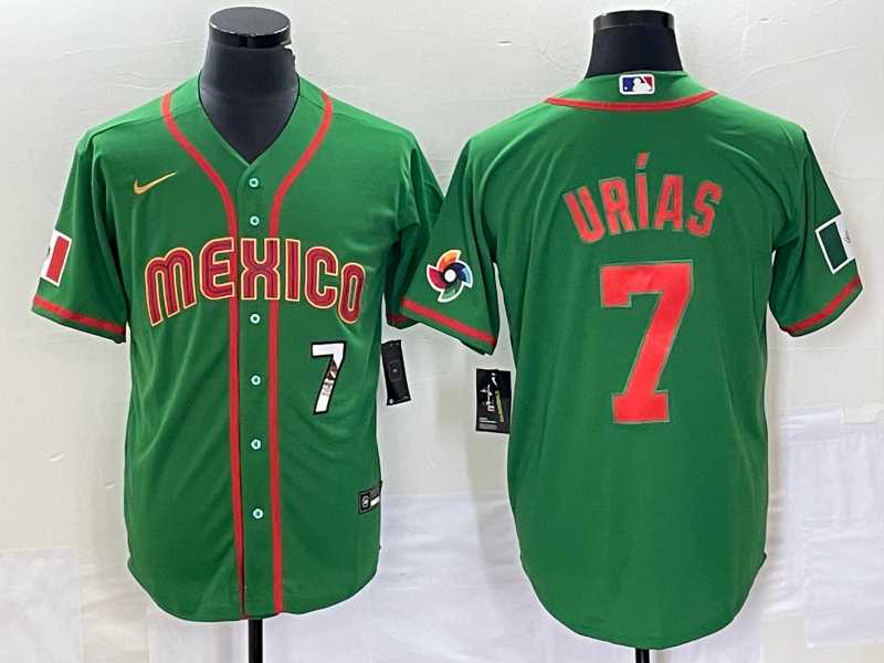 Mens Mexico Baseball #7 Julio Urias Number 2023 Green World Classic Stitched Jersey14->2023 world baseball classic->MLB Jersey